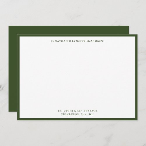 Seaweed Green Classic Border Flat Note Card