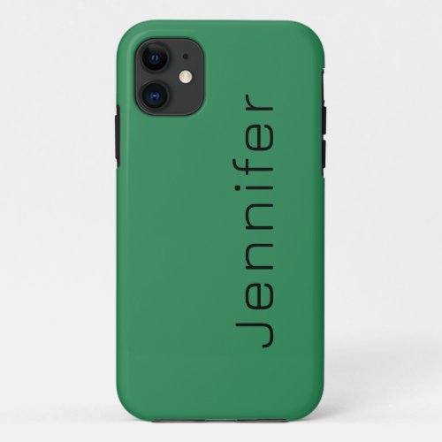 Seaweed Green Solid Color  Minimalist Name iPhone 11 Case