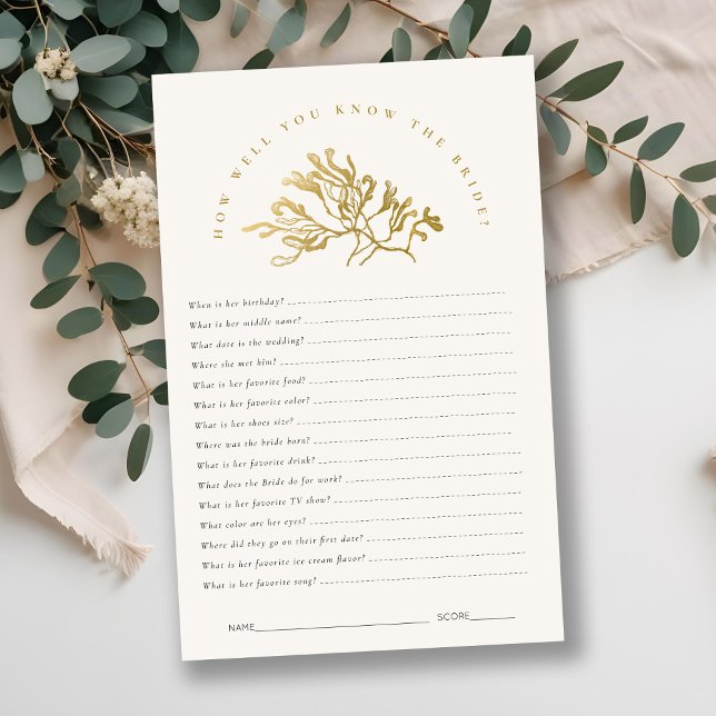 Seaweed How Well You Know Bride Bridal Shower Game (Creator Uploaded)