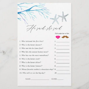 Seaweed Nautical Shower Game