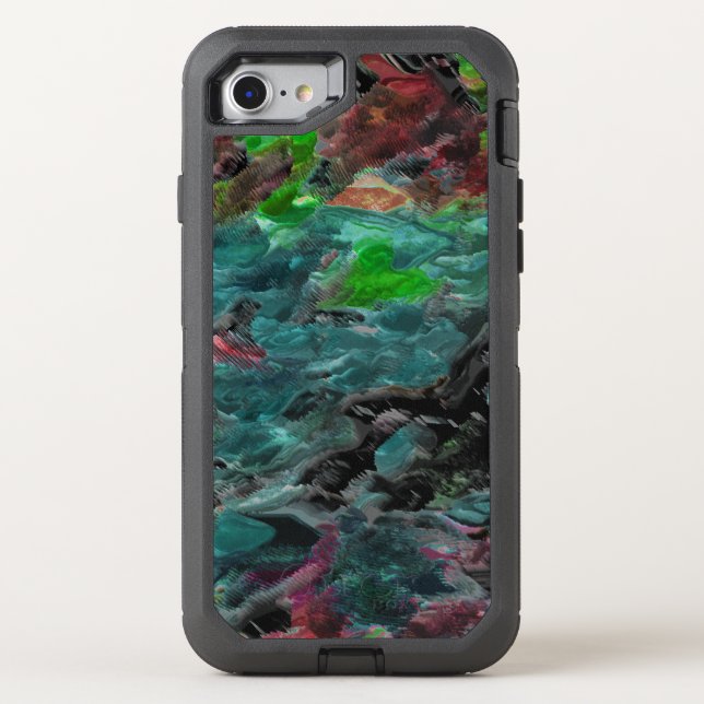 Seaweed or sea corals with wave effect otterbox iPhone case (Back)
