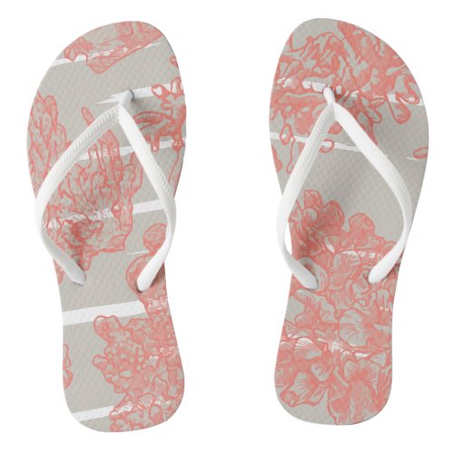 Seaweed Pattern Gray Flip Flops