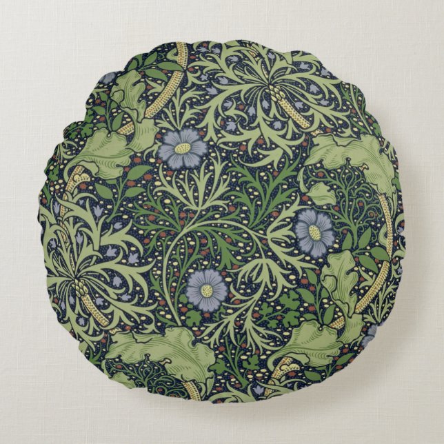 Seaweed Wallpaper Design, printed by John Henry De Round Pillow (Front)