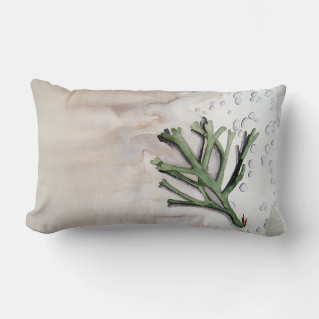 Seaweed watercolor lumbar pillow (Front)