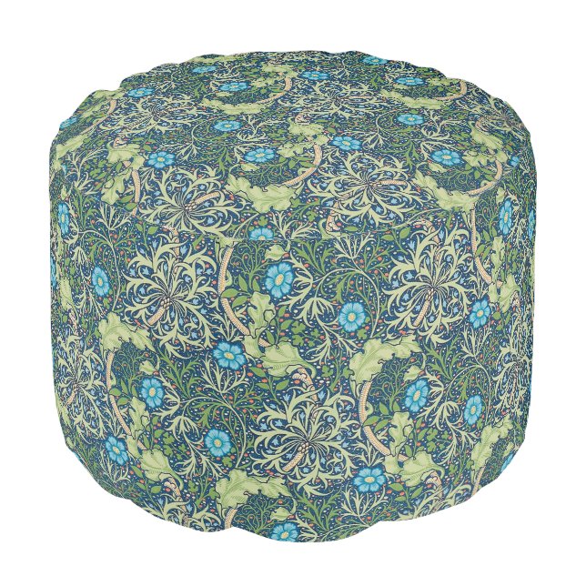 Seaweed, William Morris Pouf (Angled Front)
