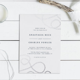 Seaworthy   Nautical Rope Wedding Foil Invitation