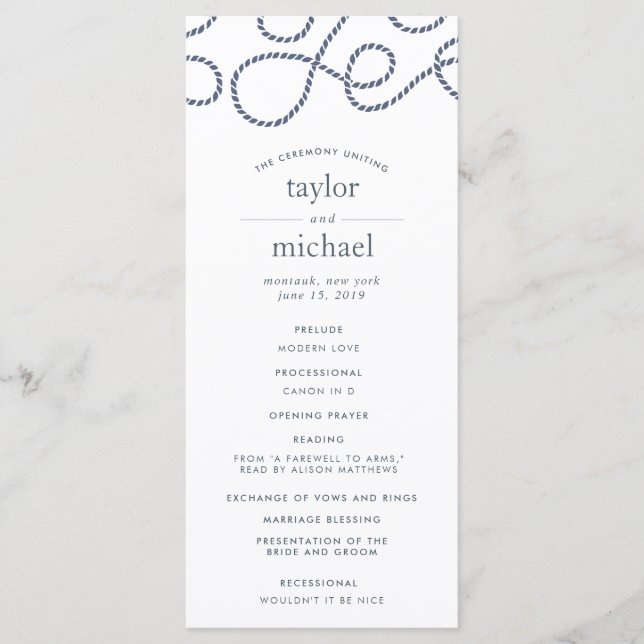 Seaworthy Wedding Ceremony Program | White (Front)