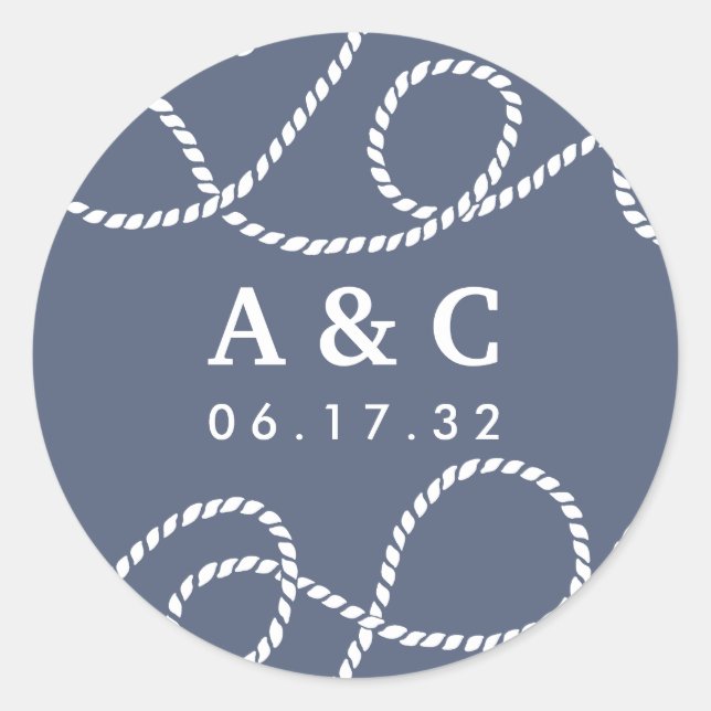 Seaworthy Wedding Monogram Stickers | Slate (Front)