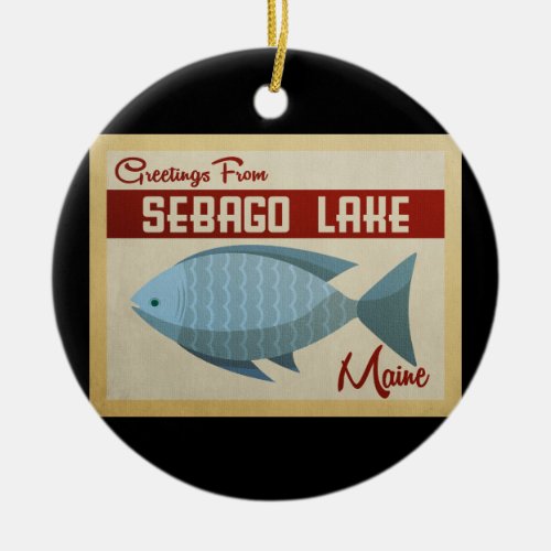 Sebago Lake Maine Fish Vintage Travel Ceramic Ornament