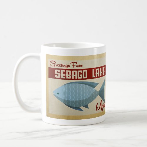 Sebago Lake Maine Fish Vintage Travel Coffee Mug