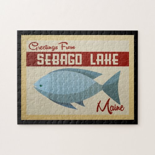 Sebago Lake Maine Fish Vintage Travel Jigsaw Puzzle
