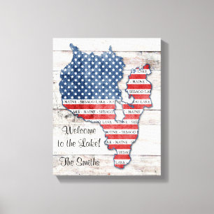 Sebago Lake Maine Map Canvas Art