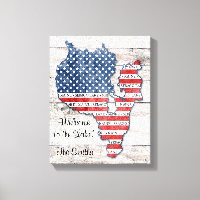 Sebago Lake Maine Map Canvas Art (Front)