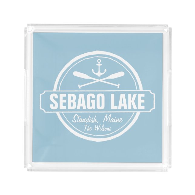 SEBAGO LAKE MAINE PERSONALIZED TOWN AND NAME ACRYLIC TRAY (Front)