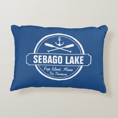 SEBAGO LAKE MAINE PERSONALIZED TOWN AND NAME DECORATIVE PILLOW