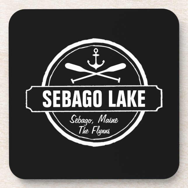 SEBAGO LAKE MAINE PERSONALIZED TOWN AND NAME DRINK COASTER (Front)