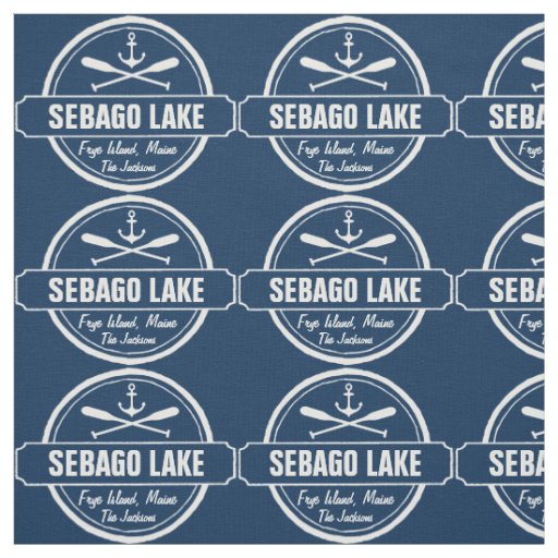 Sebago Lake Maine Personalized Town and Name Fabric