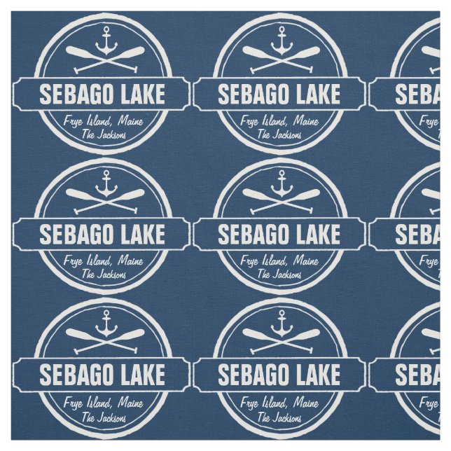 Sebago Lake Maine Personalized Town and Name Fabric (Swatch)