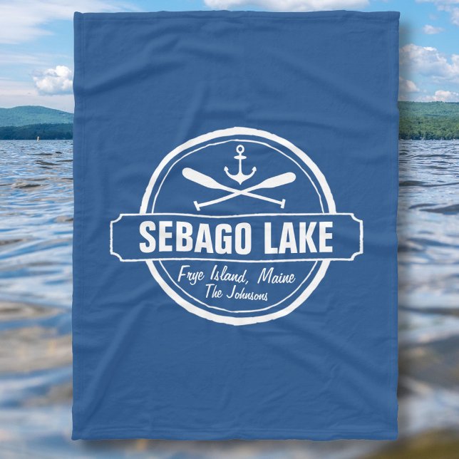 SEBAGO LAKE MAINE PERSONALIZED TOWN AND NAME FLEECE BLANKET (Creator Uploaded)