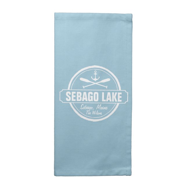 SEBAGO LAKE MAINE PERSONALIZED TOWN AND NAME NAPKIN (Half Fold)