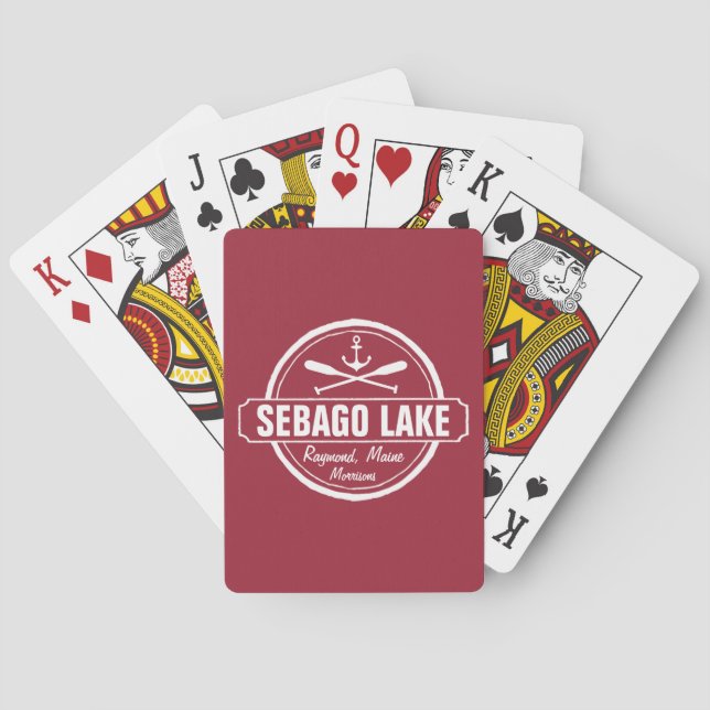 SEBAGO LAKE MAINE PERSONALIZED TOWN AND NAME POKER CARDS (Back)