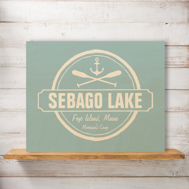 Sebago Lake Maine Personalized Town and Name Wood Wall Art (Creator Uploaded)
