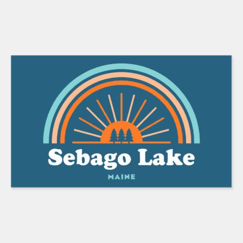 Sebago Lake Maine Rainbow Rectangular Sticker