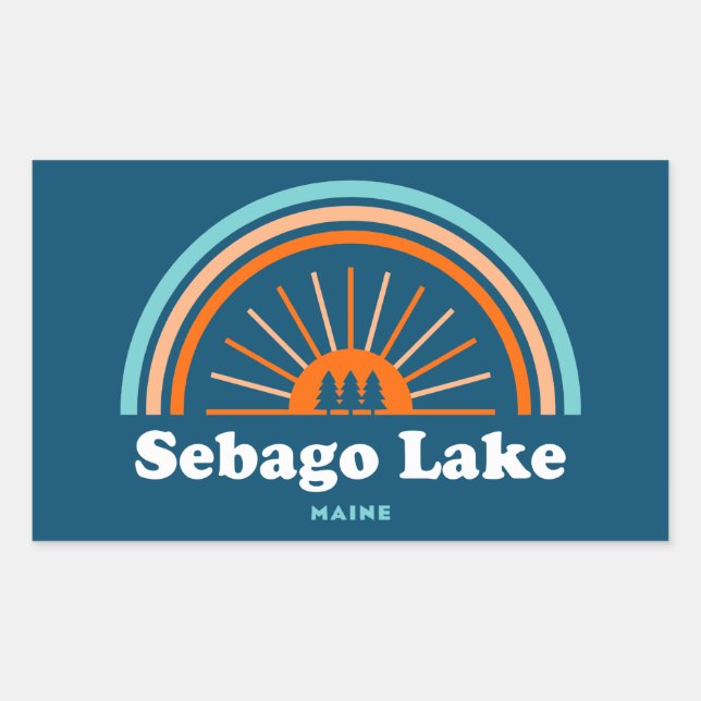 Sebago Lake Maine Rainbow Rectangular Sticker (Front)