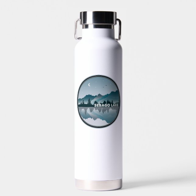 Sebago Lake Maine Reflection Water Bottle (Front)