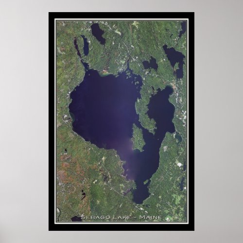 Sebago Lake Maine Satellite Poster Map