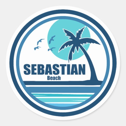 Sebastian Beach Fort Lauderdale Palm Tree Birds Classic Round Sticker