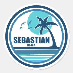 Sebastian Beach Fort Lauderdale Palm Tree Birds Classic Round Sticker