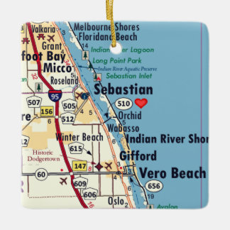 Sebastian Florida Map Ceramic Ornament