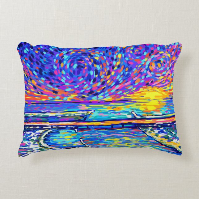 Sebastian Inlet Cotton Candy Sky Accent Pillow (Front)