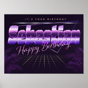 Sebastian Name First name retro Poster Birthday