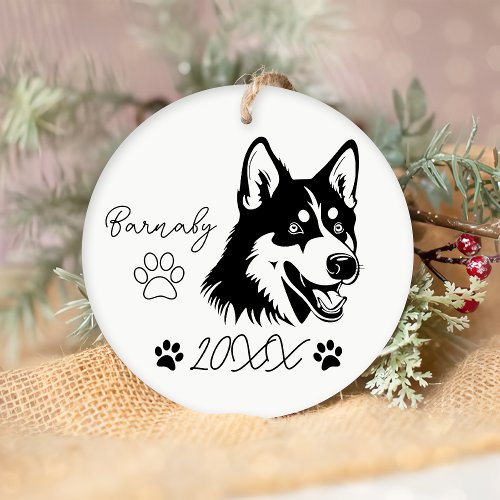 Sebirian Husky Dog Custom Name  Year Ceramic Ornament