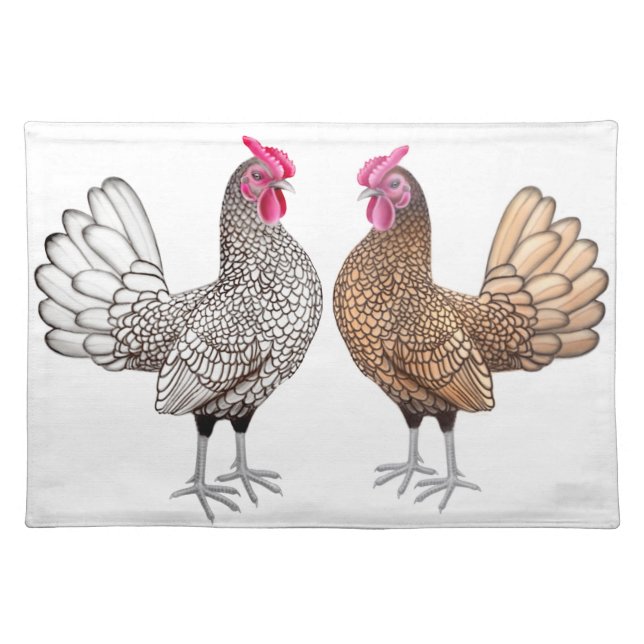 Sebright Bantam Roosters Placemat (Front)