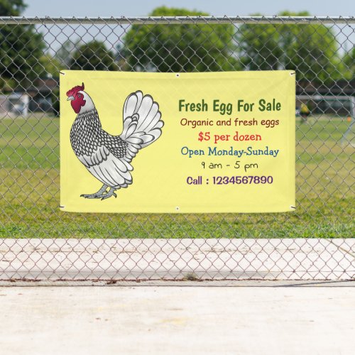 Sebright chicken cartoon fresh egg sign for sale