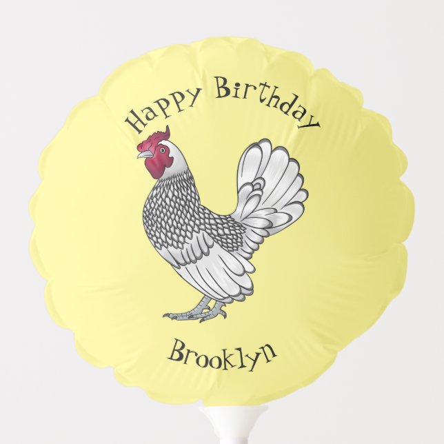 Sebright chicken cartoon illustration  balloon (Front)