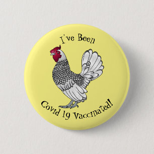Sebright chicken cartoon illustration button