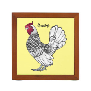 Sebright chicken cartoon illustration desk organizer