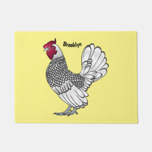 Sebright chicken cartoon illustration  doormat