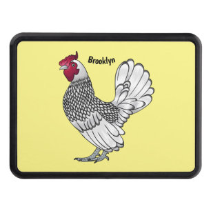 Sebright chicken cartoon illustration hitch cover