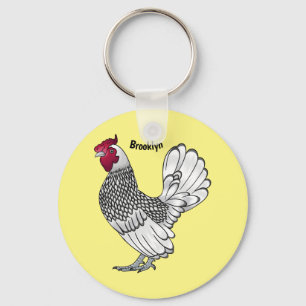 Sebright chicken cartoon illustration keychain