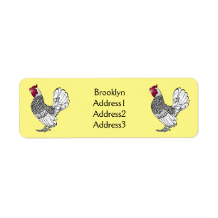 Sebright chicken cartoon illustration label
