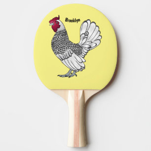 Sebright chicken cartoon illustration  ping pong paddle
