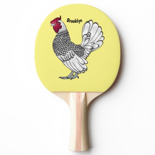 Sebright chicken cartoon illustration  ping pong paddle