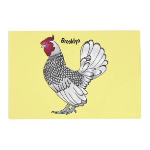 Sebright chicken cartoon illustration placemat