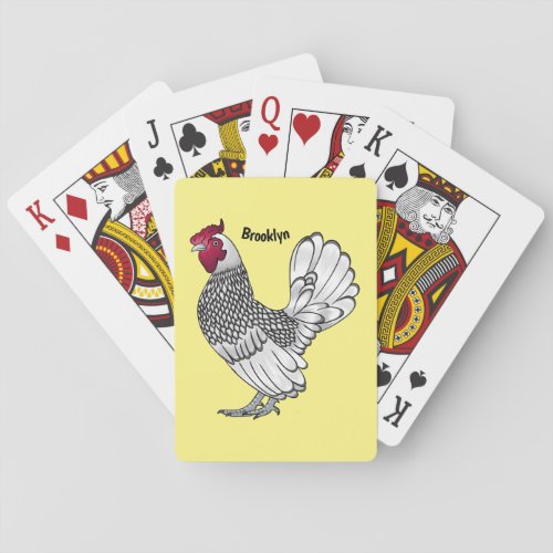 Sebright chicken cartoon illustration playing cards