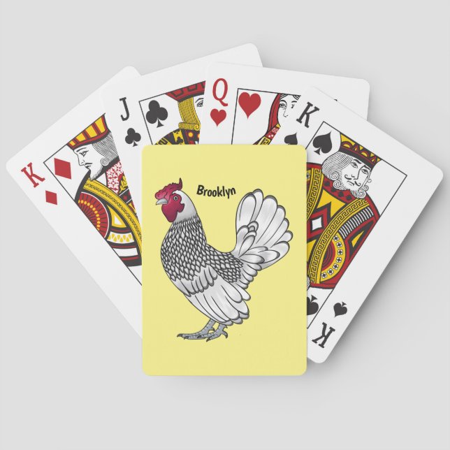 Sebright chicken cartoon illustration poker cards (Back)